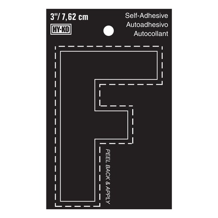 Hy-Ko 3In Black Vinyl Letter F, 10PK A30416